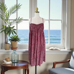 J. Crew Paloma Dress Strawberry Swirl Print Smocked Empire Midi Tie Strap XL NWT